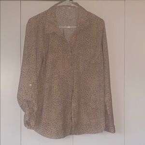 Leopard Print Button-Up Blouse
